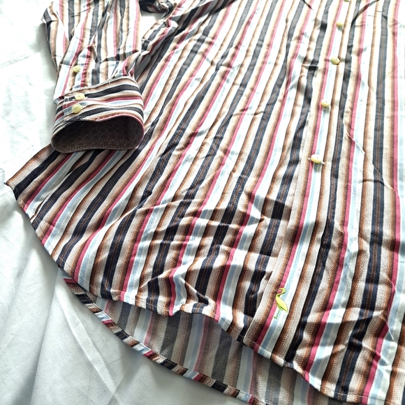 Tailorbyrd| Men's Striped button down collared Shirt - Multicolor - Picture 3 of 8